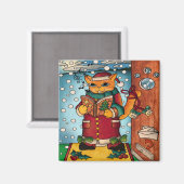 Niedlicher Weihnachtslieder Cat Magnet (Vorderseite/Rückseite)