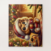 Niedlicher Weihnachtslion Puzzle (Vertikal)