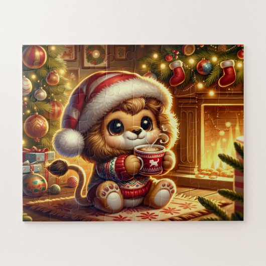 Niedlicher Weihnachtslion Puzzle (Horizontal)