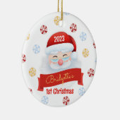 Niedlicher Weihnachtsmann 1. Weihnachtsfeier Keramik Ornament (Rechts)