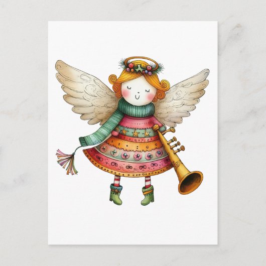 Niedlicher Weihnachtsmann Art Angel Feiertagspostkarte (Vorderseite)
