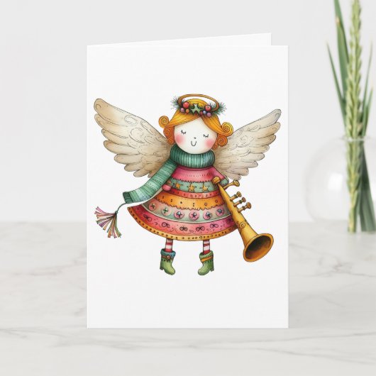 Niedlicher Weihnachtsmann Art Angel Karte (Vorderseite)