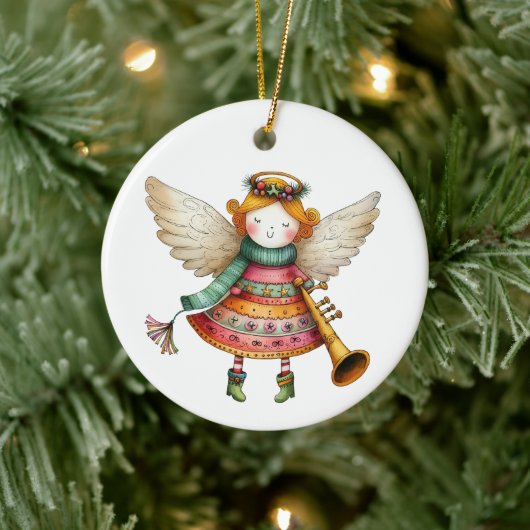 Niedlicher Weihnachtsmann Art Angel Keramik Ornament (Baum)