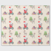 Niedlicher Weihnachtsmann auf dem Fahrrad Weihnach Geschenkpapier (Flach)