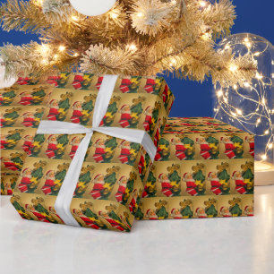 Niedlicher Weihnachtsmann auf dem Weihnachtsbaum-U Geschenkpapier
