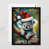 Niedlicher Weihnachtsmann auf dem Zweig des Baumes Postkarte (Vorne/Hinten)