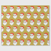 Niedlicher Weihnachtsmann auf Golden Ton Geschenkpapier (Flach)