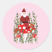 Niedlicher Weihnachtsmann auf Magic Mushroom Whims Runder Aufkleber (Vorderseite)