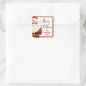 Niedlicher Weihnachtsmann aus der Familie Quadratischer Aufkleber (Tasche)