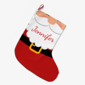 Niedlicher Weihnachtsmann Bart und Gürtel Personal Großer Weihnachtsstrumpf (Vorderansicht (hängend))