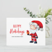 Niedlicher Weihnachtsmann bietet glückliche Ferien Feiertagskarte (Stehend Vorderseite)