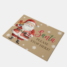 Niedlicher Weihnachtsmann Bitte halten Sie hier an Fußmatte