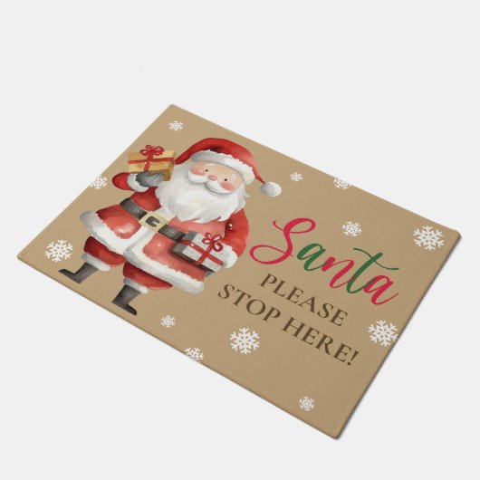 Niedlicher Weihnachtsmann Bitte halten Sie hier an Fußmatte (Schrägansicht)