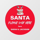 Niedlicher Weihnachtsmann bitte hier aufhören Kind Fensteraufkleber (Blatt)