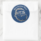 Niedlicher Weihnachtsmann Blau Silbergrau Weihnach Runder Aufkleber (Tasche)
