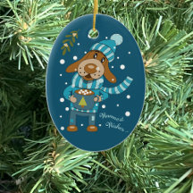 Niedlicher Weihnachtsmann Blaue Keramik Ornament