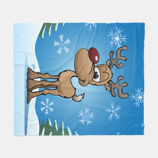 Niedlicher Weihnachtsmann-Cartoon Fleecedecke (Vorderseite (Horizontal))
