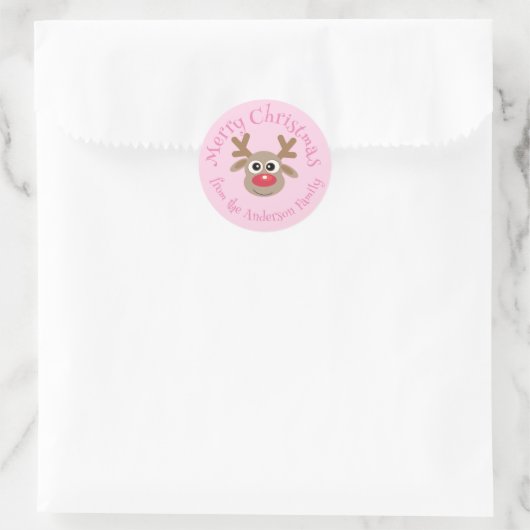 Niedlicher Weihnachtsmann-Cartoon Girly Pink Runder Aufkleber (Tasche)