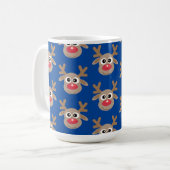 Niedlicher Weihnachtsmann-Cartoon-Muster Blau Kaffeetasse (Vorderseite Links)