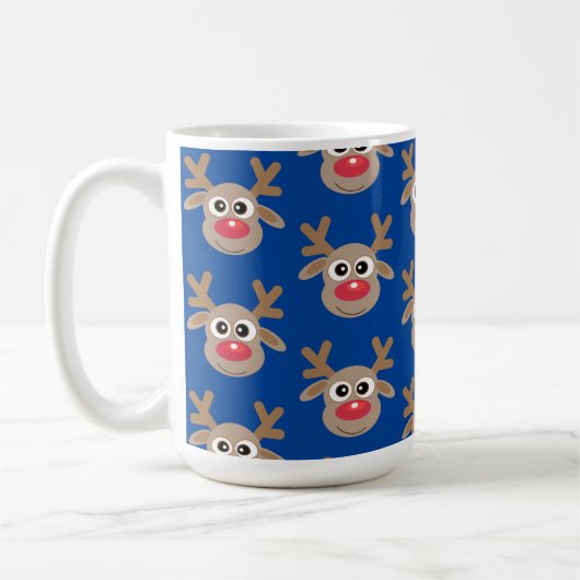 Niedlicher Weihnachtsmann-Cartoon-Muster Blau Kaffeetasse (Links)