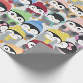 Niedlicher Weihnachtsmann-Cartoon-Pinguine Geschenkpapier (Ecke)