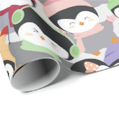 Niedlicher Weihnachtsmann-Cartoon-Pinguine Geschenkpapier (Rolleneckpunkt)