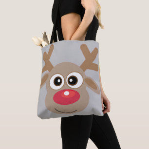 Niedlicher Weihnachtsmann-Cartoon Reindeer Grau To Tasche