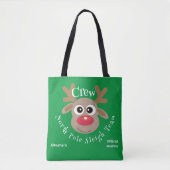 Niedlicher Weihnachtsmann-Cartoon Reindeer Green S Tasche (Vorderseite)