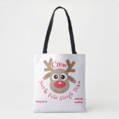 Niedlicher Weihnachtsmann-Cartoon Reindeer Sleigh  Tasche (Vorderseite)