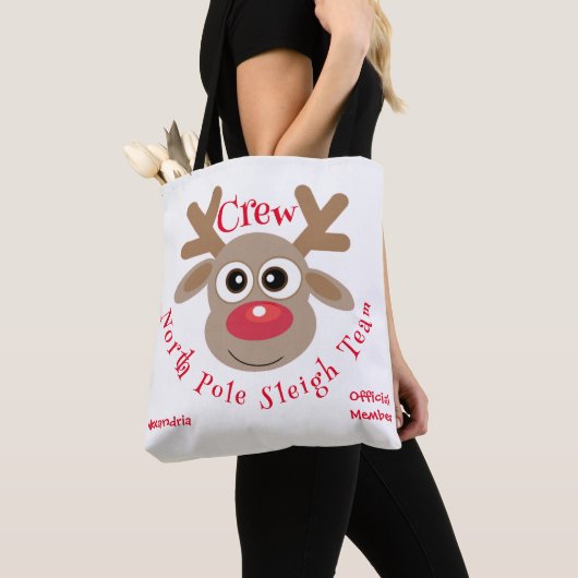 Niedlicher Weihnachtsmann-Cartoon Reindeer Sleigh  Tasche (Von Nahem)