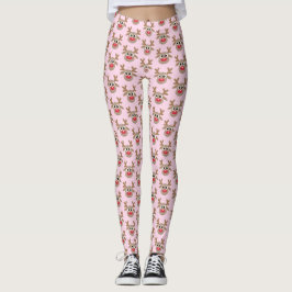 Niedlicher Weihnachtsmann-Cartoon Rentier Pattern  Leggings
