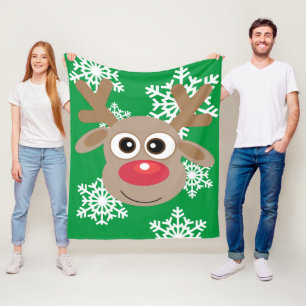 Niedlicher Weihnachtsmann Cartoon Snowflake Grün Fleecedecke