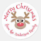 Niedlicher Weihnachtsmann-Cartoon Weißer Roter Typ Runder Aufkleber (Vorderseite)