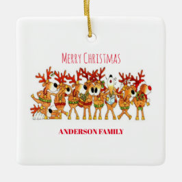 Niedlicher Weihnachtsmann, der Keramik singen Keramikornament