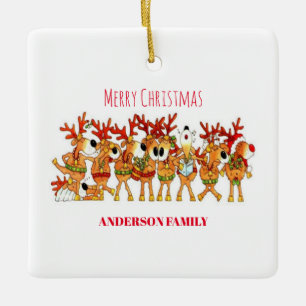 Niedlicher Weihnachtsmann, der Keramik singen Keramikornament