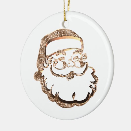 Niedlicher Weihnachtsmann Elegantes Gold und Weiß Keramik Ornament (Links)