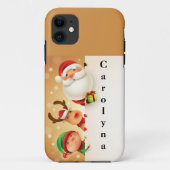 Niedlicher Weihnachtsmann, Elf und Rentiere Person Case-Mate iPhone Hülle (Rückseite)