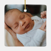 Niedlicher Weihnachtsmann Erste Weihnachtsfeier Cu Keramikornament (Rückseite)