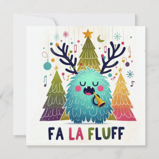 Niedlicher Weihnachtsmann "fa la fluff" Feiertagskarte (Vorderseite)