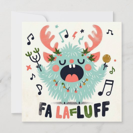Niedlicher Weihnachtsmann "fa la fluff" Feiertagskarte (Vorderseite)