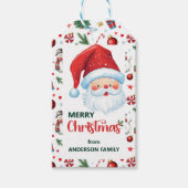 Niedlicher Weihnachtsmann & Feierliche Muster Froh Geschenkanhänger (Vorderseite)