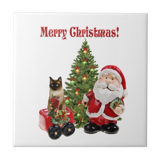 Niedlicher Weihnachtsmann Fliese (Vorderseite)