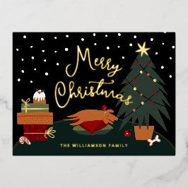 Niedlicher Weihnachtsmann Folien Feiertagspostkarte