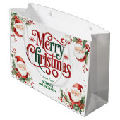 Niedlicher Weihnachtsmann frohe Weihnachten Große Geschenktüte (Rückseite Schrägansicht)