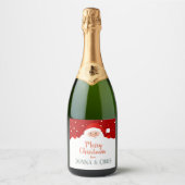 Niedlicher Weihnachtsmann - Frohe Weihnachten - Pe Schaumweinetikett (Vorderseite)