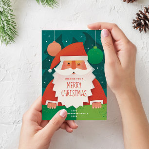 Niedlicher Weihnachtsmann Frohe Weihnachtsfamili Feiertagskarte