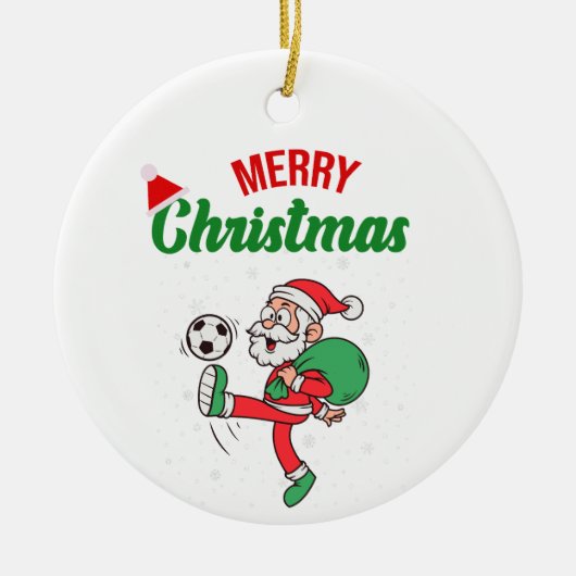 Niedlicher Weihnachtsmann Fußballfest Weihnachten Keramik Ornament (Vorne)