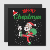 Niedlicher Weihnachtsmann Fußballfest Weihnachten  Magnetkarte (Vorne/Hinten)