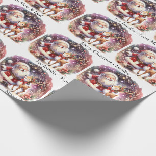 Niedlicher Weihnachtsmann geben Kindernachtsnamen  Geschenkpapier
