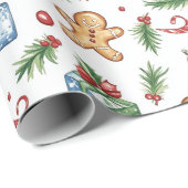 Niedlicher Weihnachtsmann Geschenkpapier (Rolleneckpunkt)